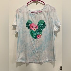 Disney celebrate together tie die leaf print Mickey shirt